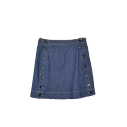 Jupe en jean bleu foncé Cop.Copine boutonnée sur le côté