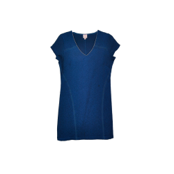 Robe droite bleu roi Miss Captain en maille texturée, col V à galon doré