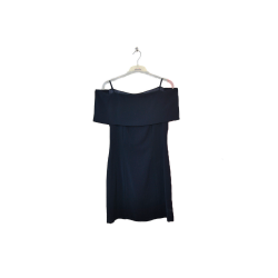 Robe bleu marine Kyuso à épaules dénudées et fines bretelles