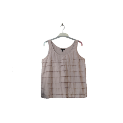Top en soie rose poudré Eileen Fisher à volants superposés