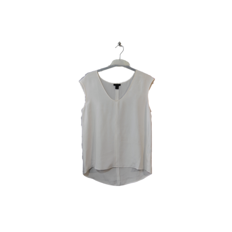 Top en soie ivoire J.Crew sans manches, encolure V et ourlet arrondi